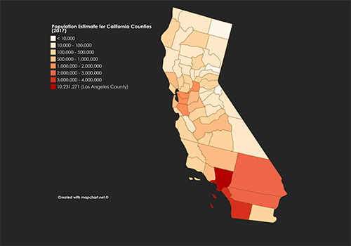 California population by county map