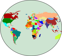 World Color Map Continents and Country Name Stock Illustration